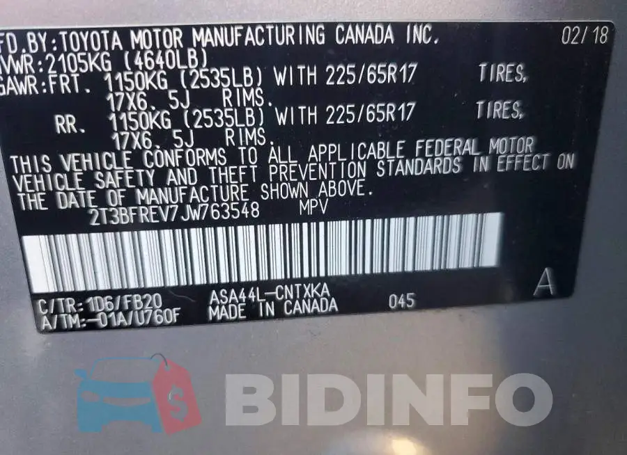 2T3BFREV7JW763548 Photo# 13