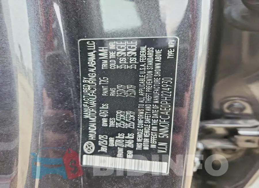5NMJFCAE0PH224930 Photo# 12
