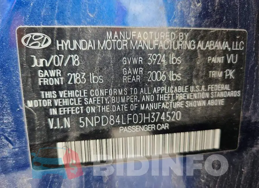 5NPD84LF0JH374520 Photo# 13