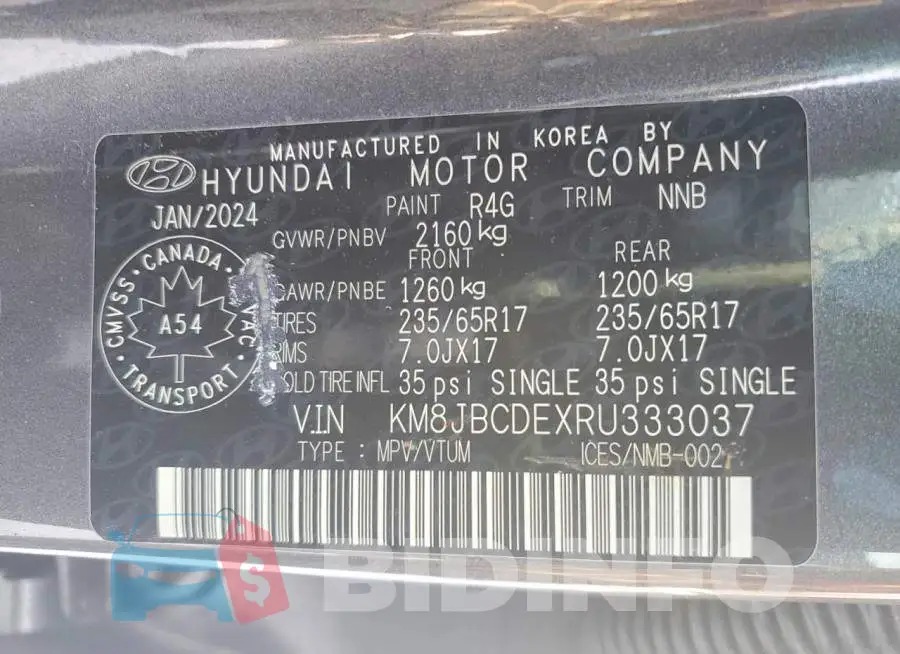 KM8JBCDEXRU333037 Photo# 12