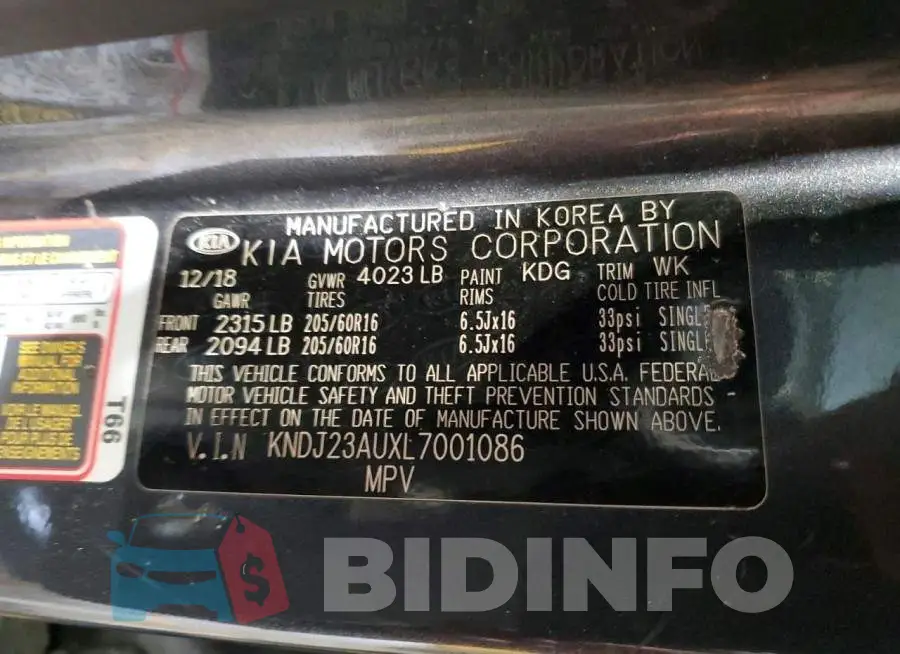 KNDJ23AUXL7001086 Photo# 12