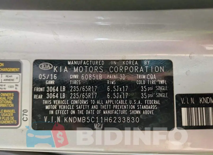 KNDMB5C11H6233830 Photo# 13