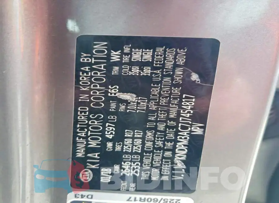 KNDPM3AC7J7454817 Photo# 13