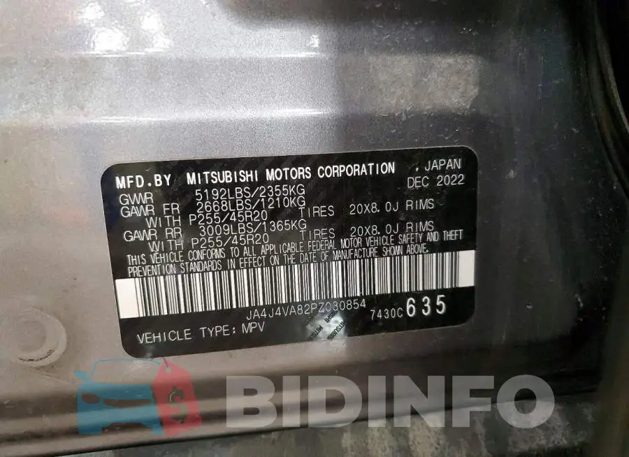 JA4J4VA82PZ030854 Photo# 13