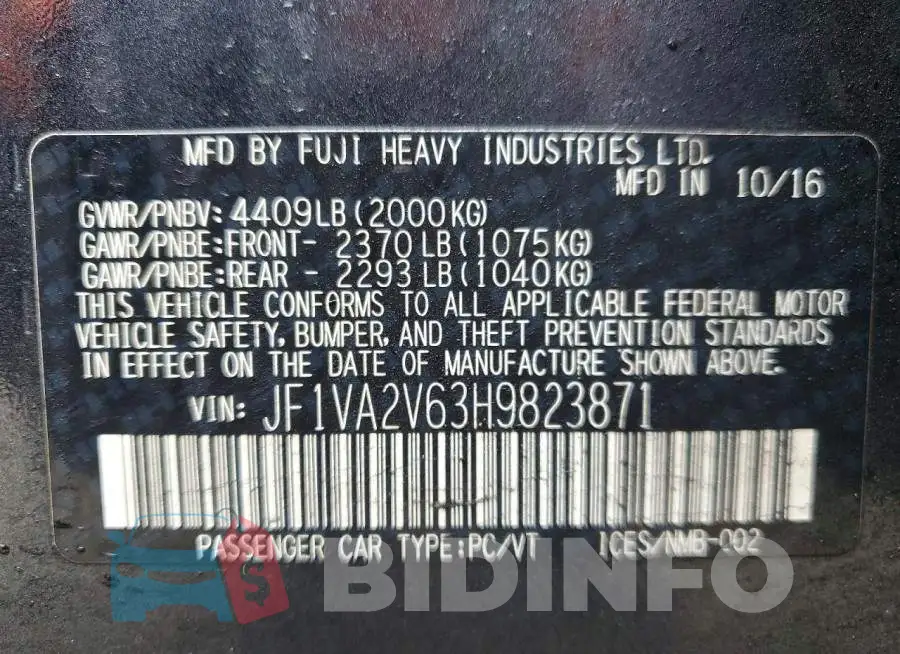 JF1VA2V63H9823871 Photo# 12