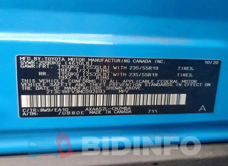 2T3C1RFV3MC092693 Photo# 14