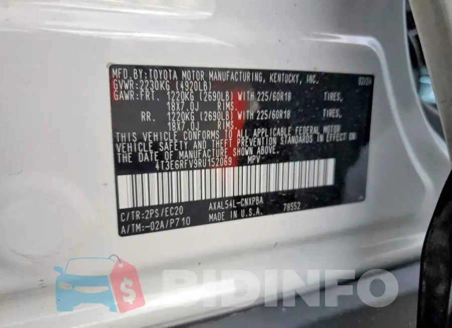 4T3E6RFV9RU152069 Photo# 14