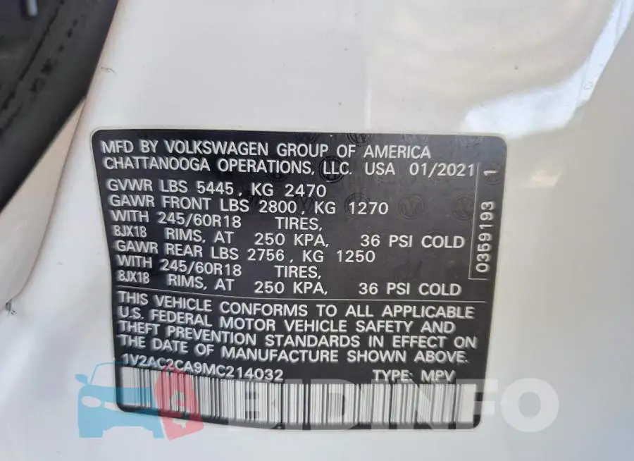 1V2AC2CA9MC214032 Photo# 12