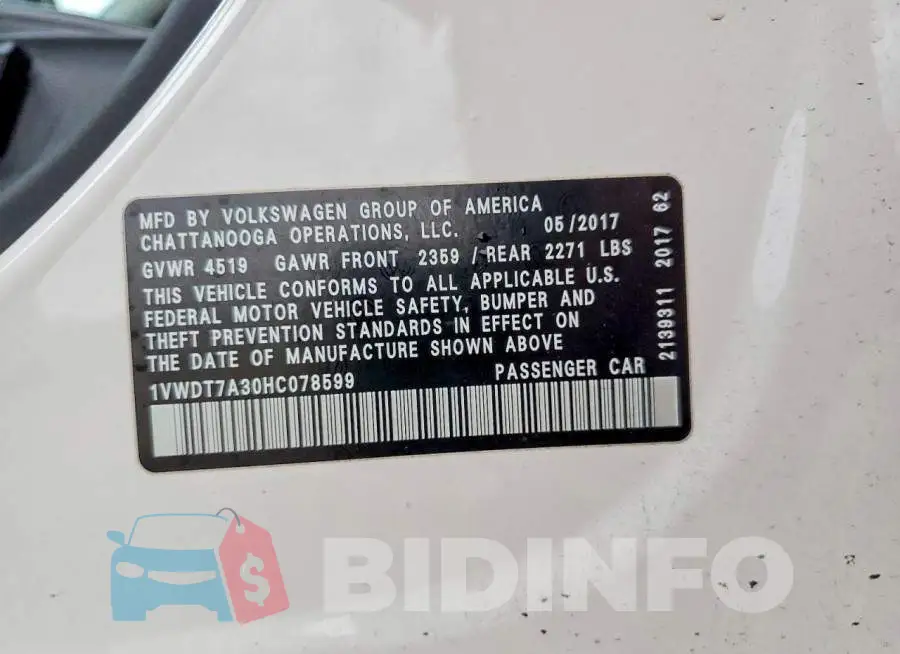 1VWDT7A30HC078599 Photo# 12