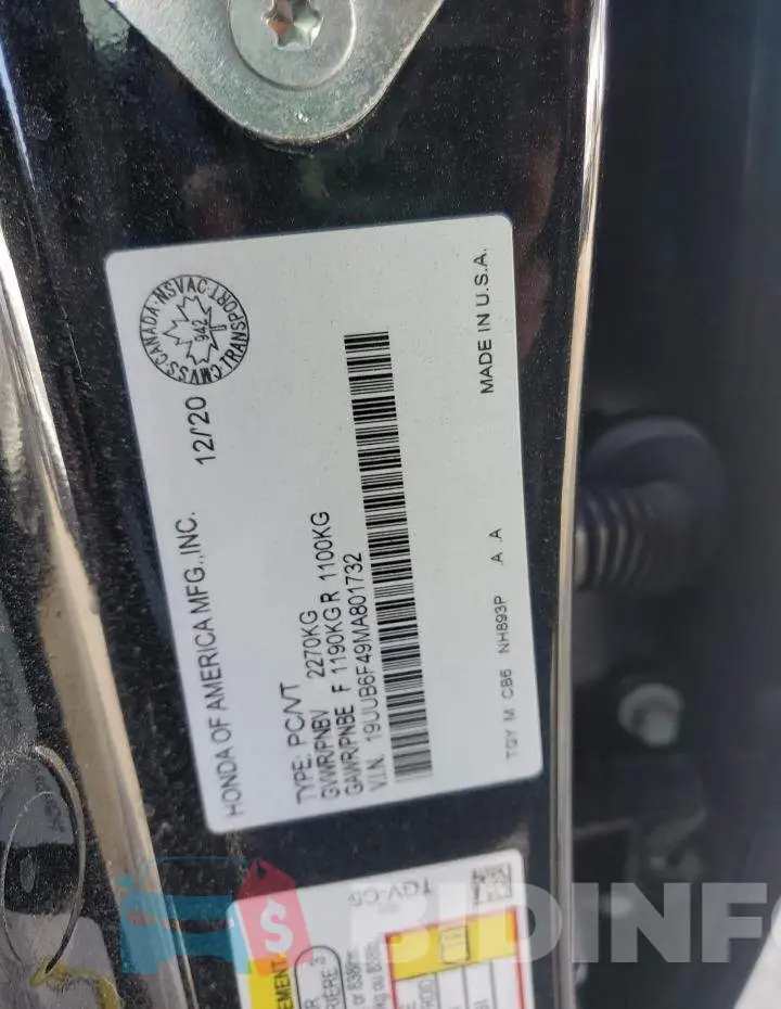19UUB6F49MA801732 Photo# 13