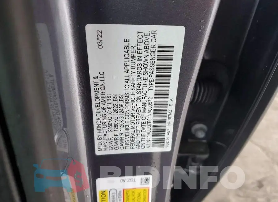 19UUB7F01NA000572 Photo# 12