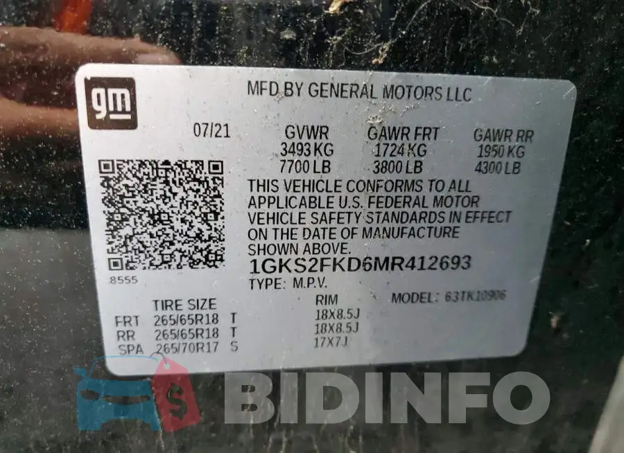 1GKS2FKD6MR412693 Photo# 13