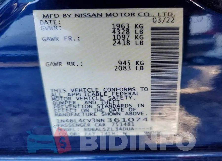 1N4BL4CV3NN361074 Photo# 12