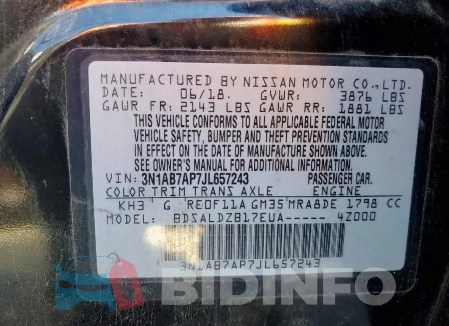 3N1AB7AP7JL657243 Photo# 13