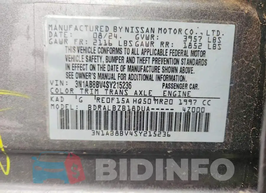 3N1AB8BV4SY215236 Photo# 12