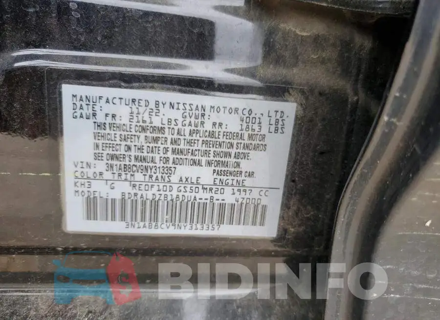 3N1AB8CV9NY313357 Photo# 13