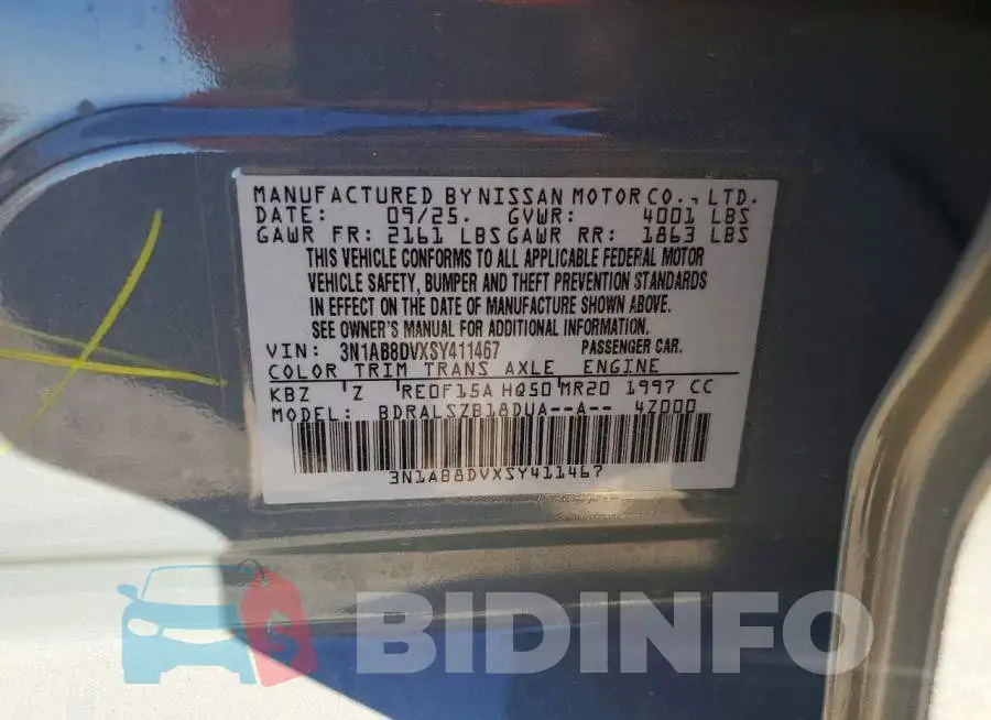 3N1AB8DVXSY411467 Photo# 12