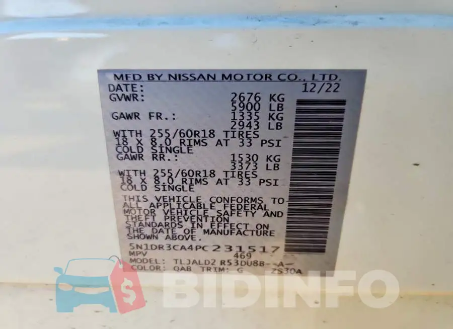 5N1DR3CA4PC231517 Photo# 13