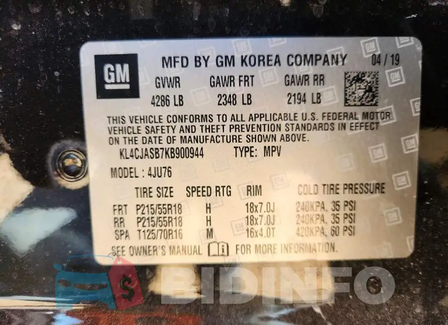 KL4CJASB7KB900944 Photo# 12