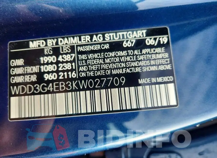 WDD3G4EB3KW027709 Photo# 12