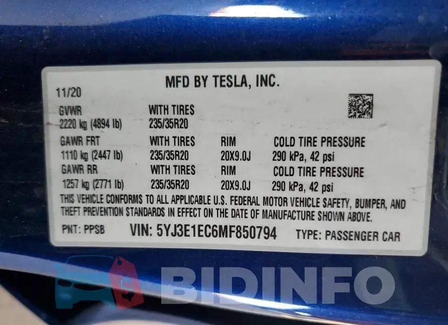 5YJ3E1EC6MF850794 Photo# 12