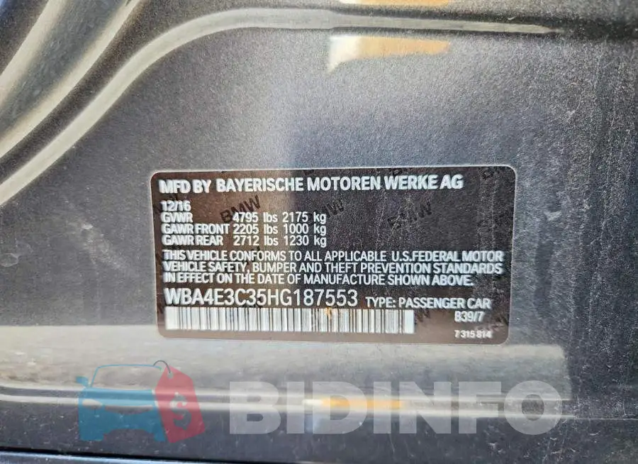 WBA4E3C35HG187553 Photo# 12