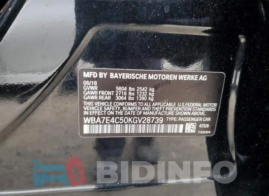 WBA7E4C50KGV28739 Photo# 12