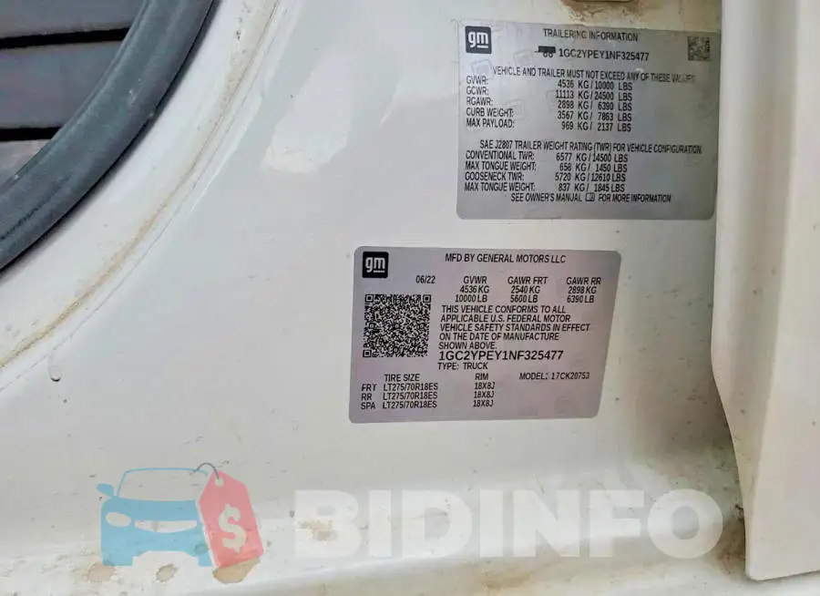 1GC2YPEY1NF325477 Photo# 12