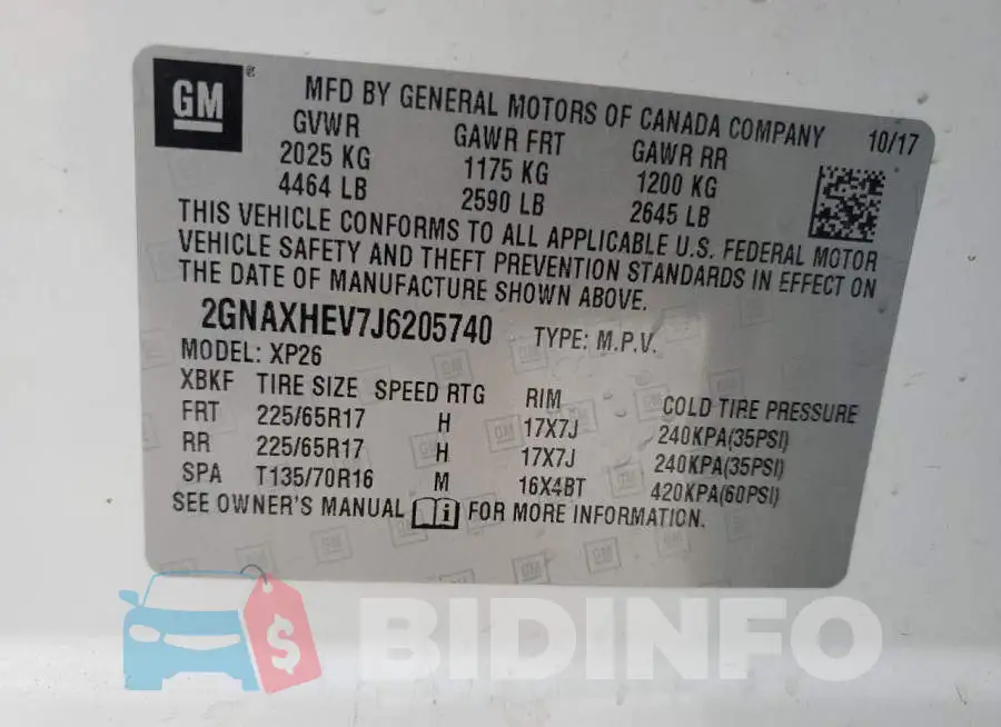 2GNAXHEV7J6205740 Photo# 13