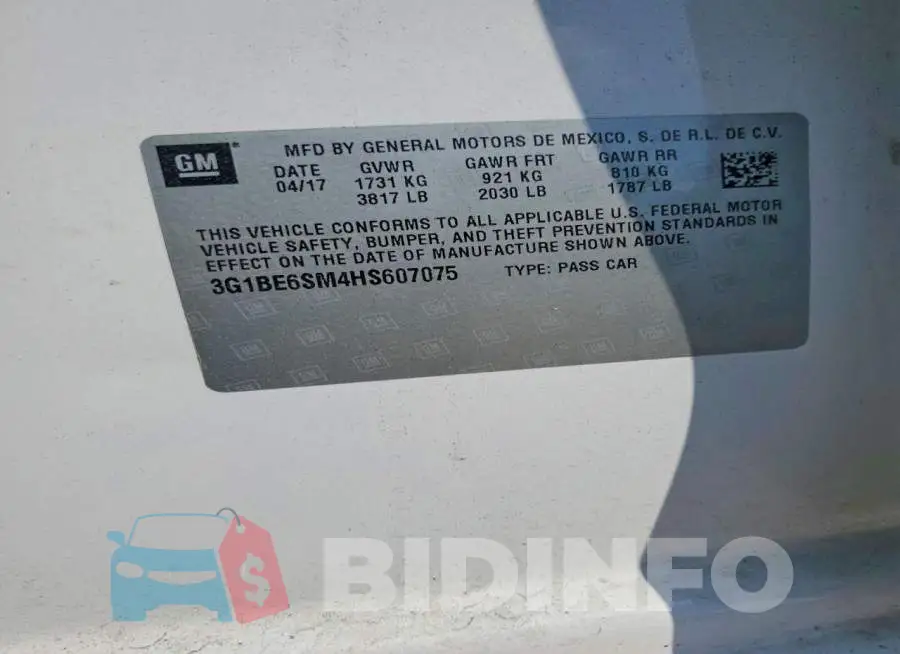 3G1BE6SM4HS607075 Photo# 12