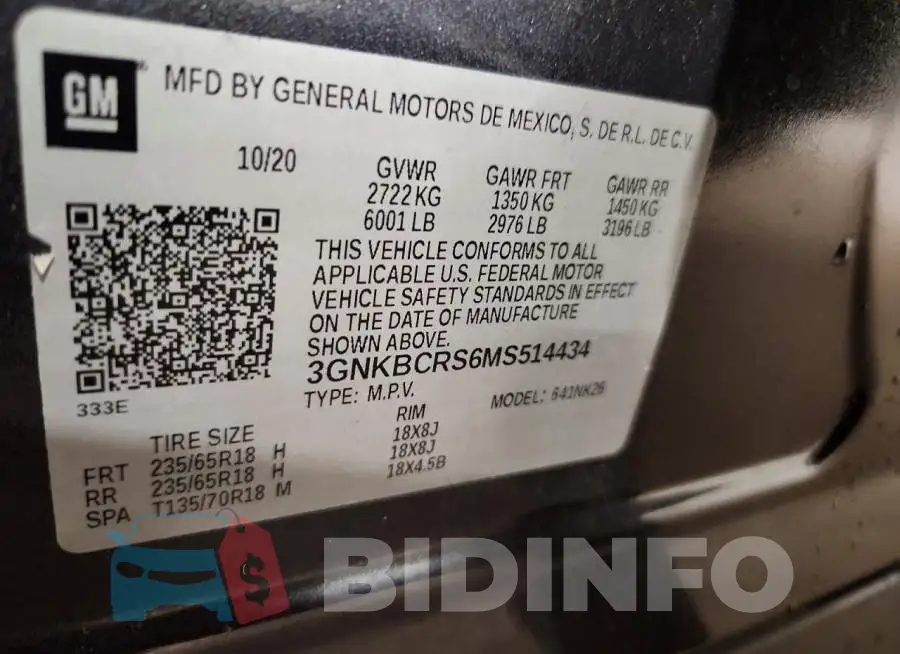 3GNKBCRS6MS514434 Photo# 13