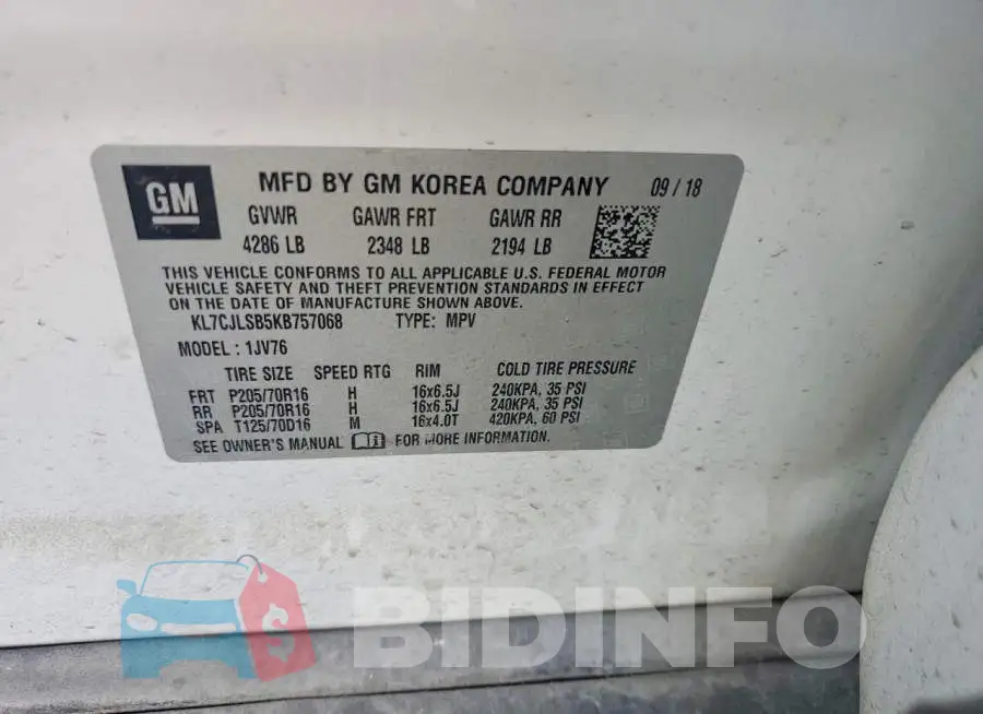 KL7CJLSB5KB757068 Photo# 12