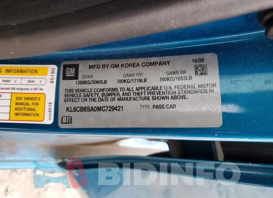 KL8CB6SA0MC729421 Photo# 12