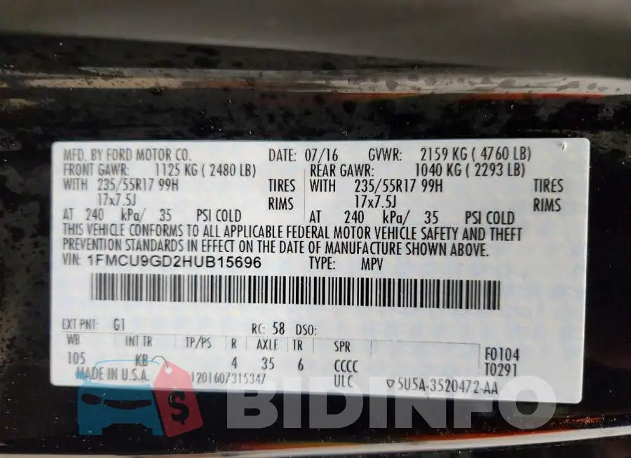 1FMCU9GD2HUB15696 Photo# 14