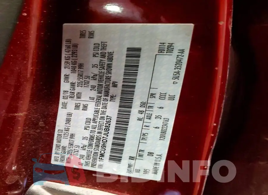 1FMCU9HD7JUB82637 Photo# 13