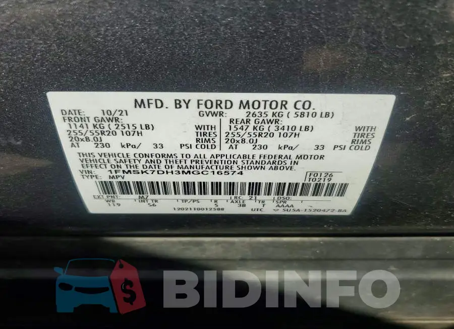 1FMSK7DH3MGC16574 Photo# 13