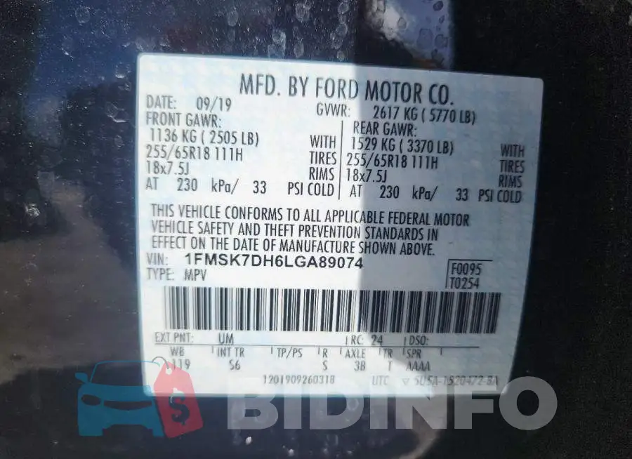 1FMSK7DH6LGA89074 Photo# 13