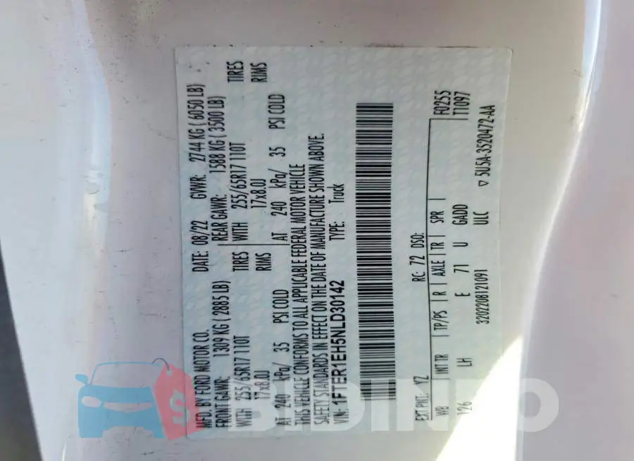 1FTER1EH5NLD30142 Photo# 12