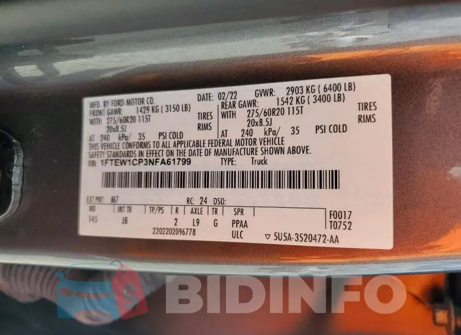 1FTEW1CP3NFA61799 Photo# 13