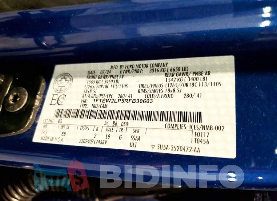 1FTEW2LP5RFB30603 Photo# 12