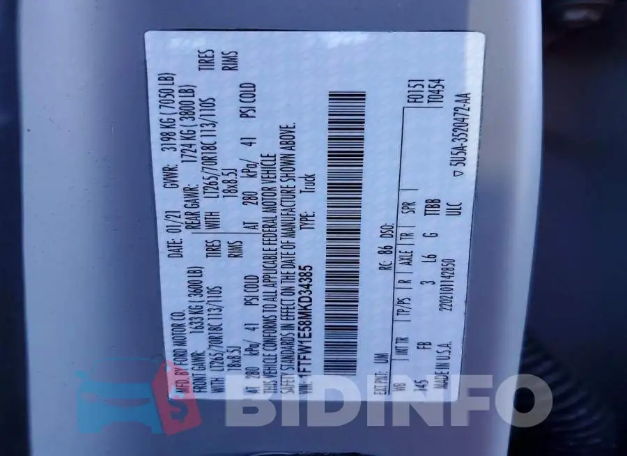 1FTFW1E58MKD34385 Photo# 12