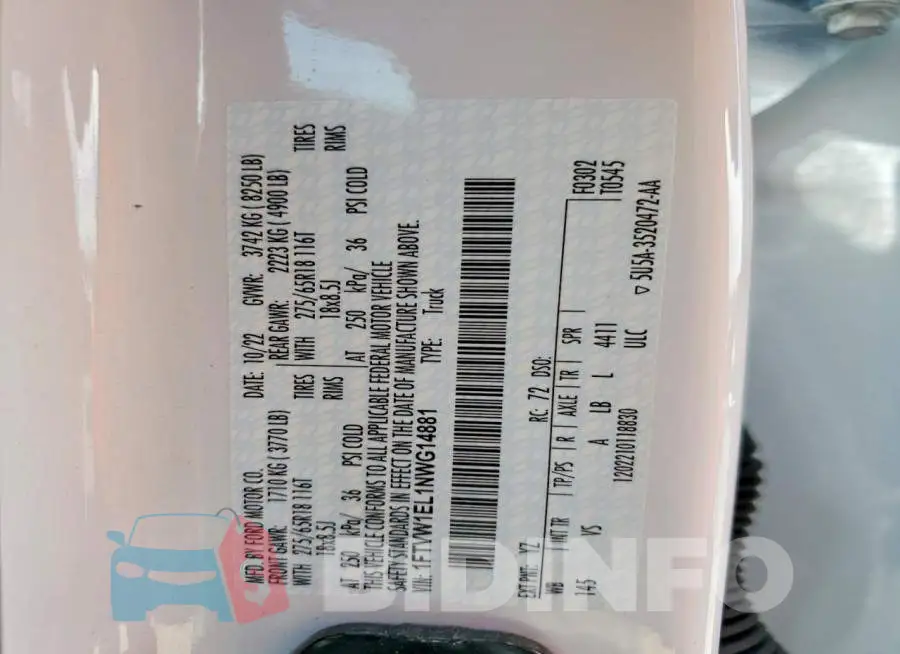 1FTVW1EL1NWG14881 Photo# 12