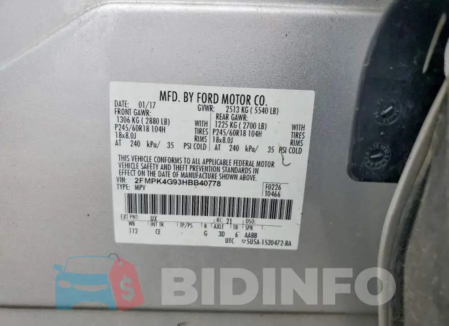 2FMPK4G93HBB40778 Photo# 13