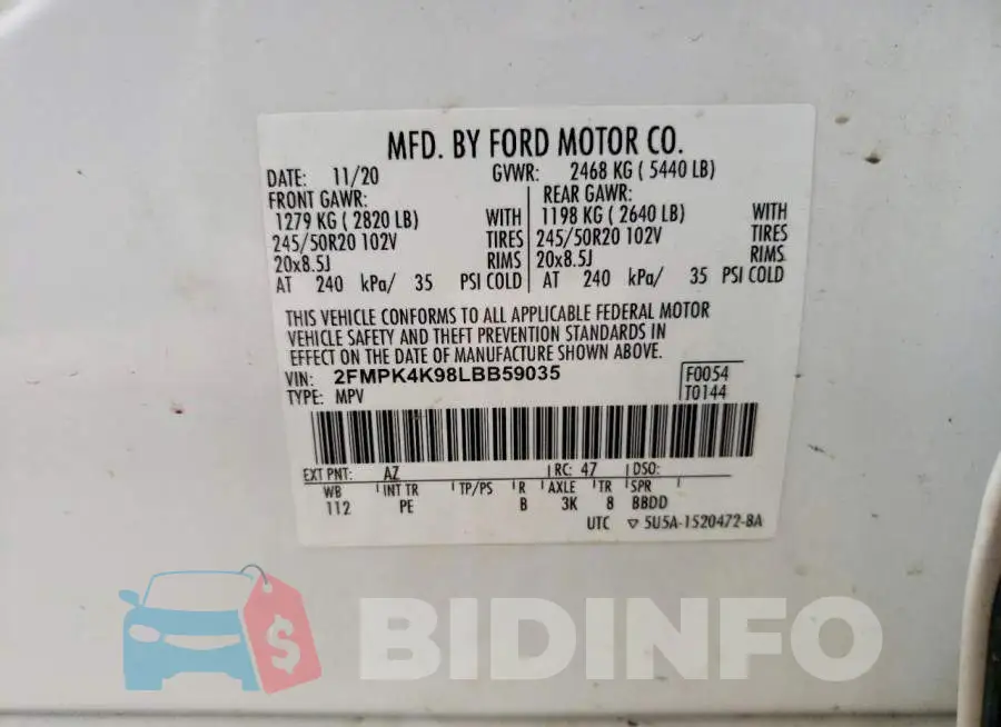 2FMPK4K98LBB59035 Photo# 13