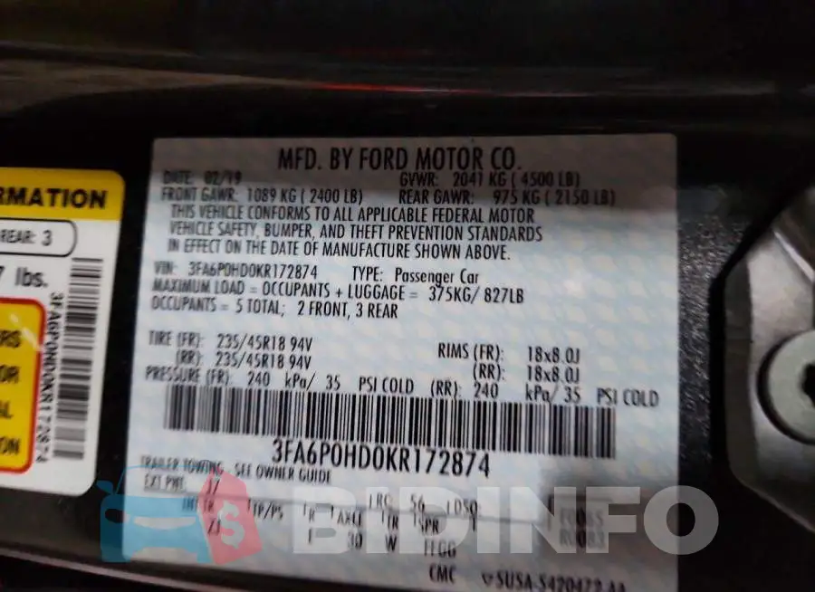 3FA6P0HD0KR172874 Photo# 12