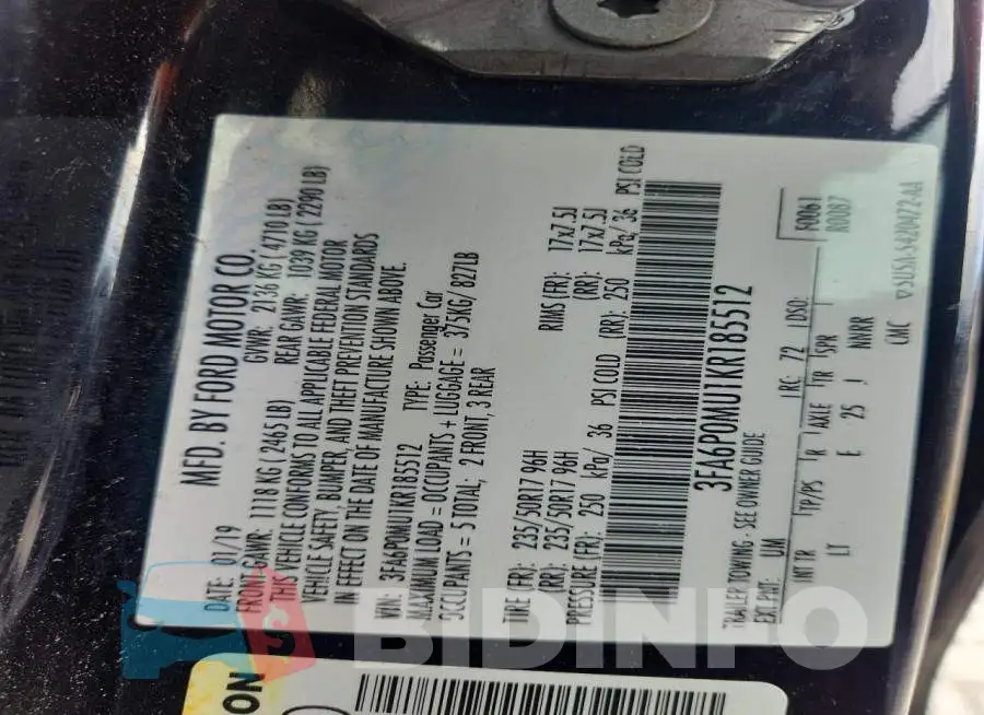 3FA6P0MU1KR185512 Photo# 12