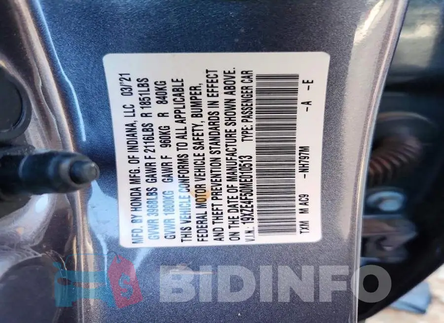 19XZE4F50ME010513 Photo# 12