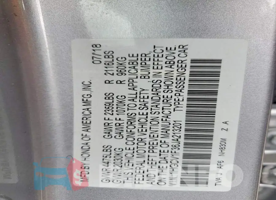1HGCV1F36JA213201 Photo# 13