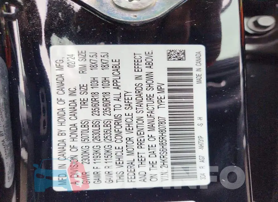 2HKRS6H85RH807807 Photo# 13