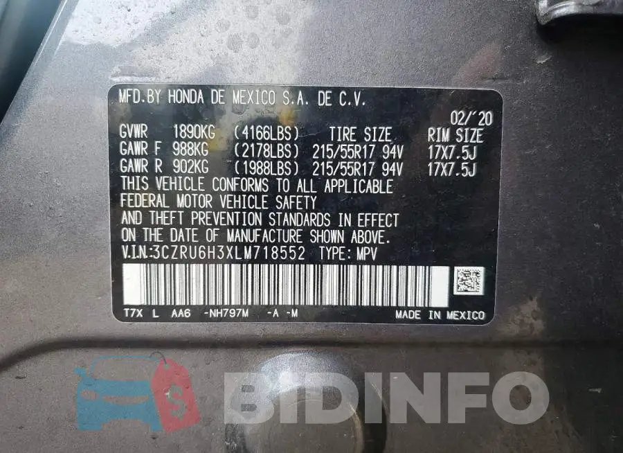 3CZRU6H3XLM718552 Photo# 13